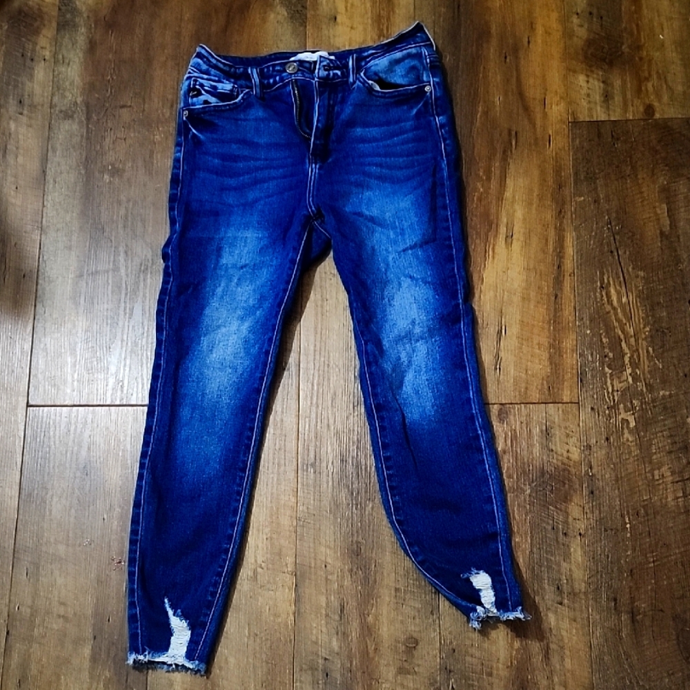 Blue Skinny Jeans with Distressed Details